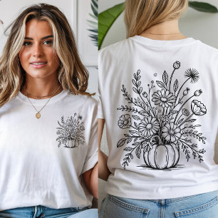 T-shirt Chemise Citrouille Florale Minimaliste, Chemise Vi