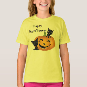 T-shirt Chemise Citrouille Halloween Cute Kitten
