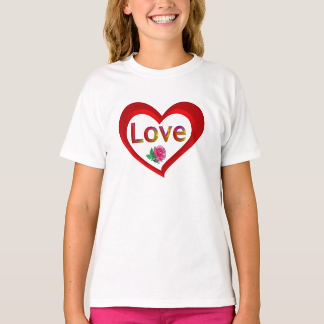 T-shirt Chemise coeur d'amour Valentine (Devant)