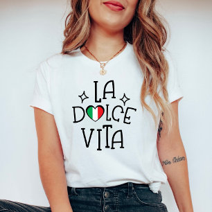 T-shirt Chemise Cœur Italie La Dolce Vita Drapeau Italien
