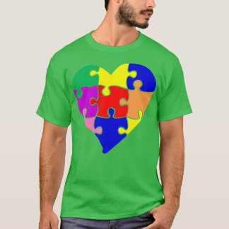 T-shirt Chemise Coeur Puzzle Sensibilisation sur l'autisme