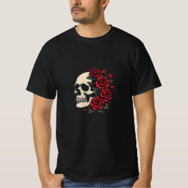 T-shirt Chemise crâne et Rose - Art gothique de la vie et 