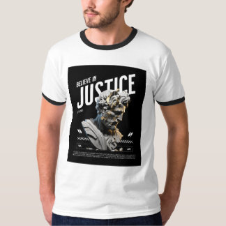 T-shirt Chemise "Croire en la Justice" Moderne Statue de M
