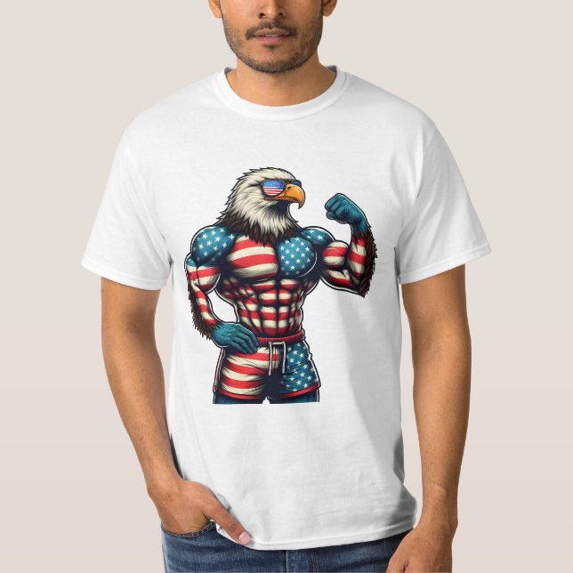 T-shirt chemise d'aigle patriotique, aigle patriotique (Devant)