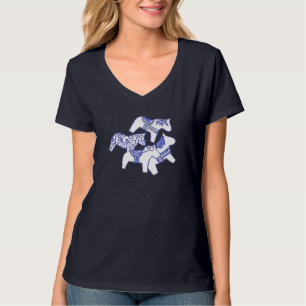 T-shirt Chemise Dala Chevaux bleu et blanc