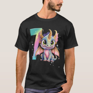 T-shirt Chemise d'anniversaire 7 ans Fille Dragon Tenue d'