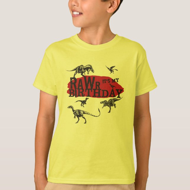 T-shirt Chemise d'anniversaire de dinosaure de Rawr (Devant)