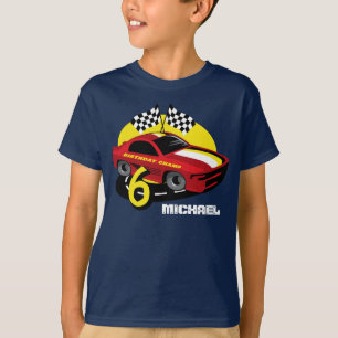 T-shirt Chemise d'anniversaire de voiture de course 6ème