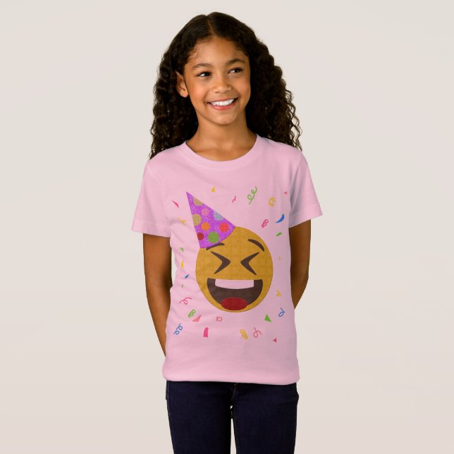 T-Shirt Chemise d'anniversaire d'Emoji - visage heureux (Devant entier)