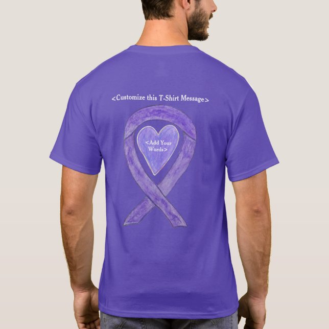 T-shirt Chemise d'art Coeur de ruban de sensibilisation au (Dos)