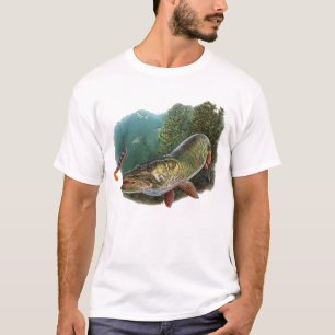 T-shirt Chemise d'art de pêche au brochet agressive – Pois