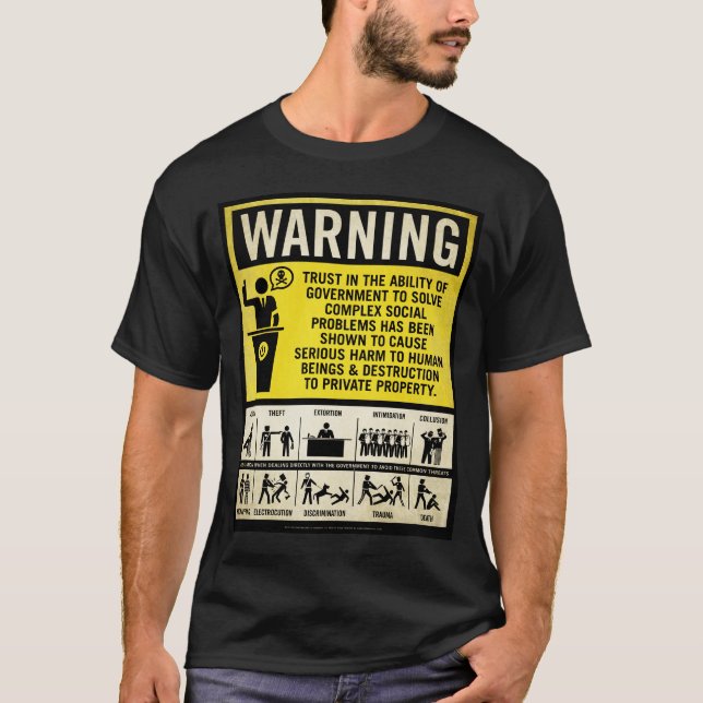 T-shirt Chemise d'avertissement de gouvernement (Devant)