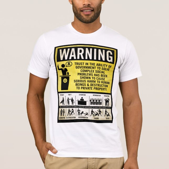 T-shirt Chemise d'avertissement de gouvernement (Devant)