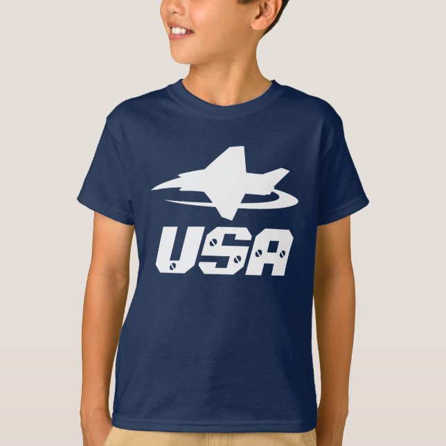 T-shirt Chemise d'avion de chasse bleu marine foncé pour e (Devant)