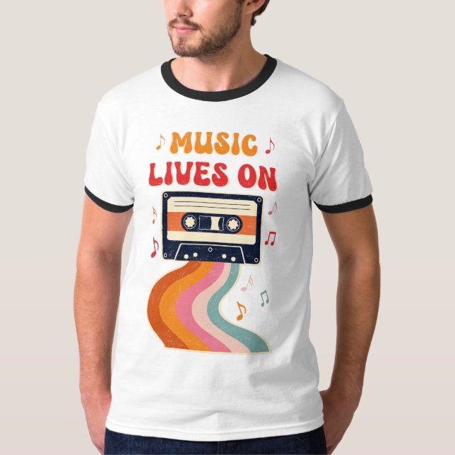 T-shirt Chemise De Bande De Cassette Rétro - La Musique Vi (Devant)