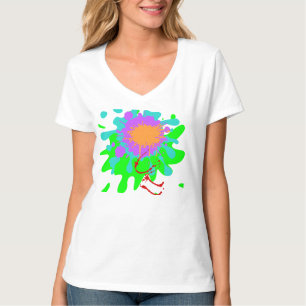 T-shirt Chemise de base féminine Col en V Color Splash