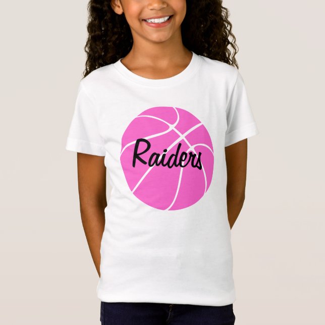 T-Shirt Chemise de basket rose personnalisée pour enfants (Devant)