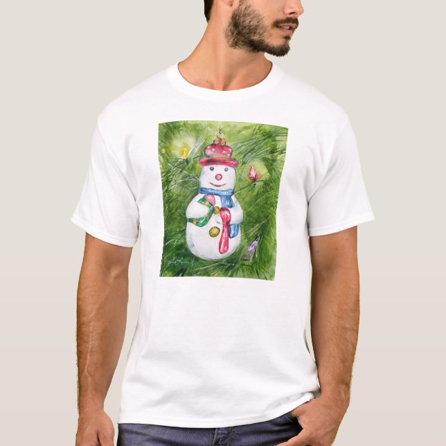 T-shirt Chemise de bonhomme de neige d'arbre de Noël (Devant)