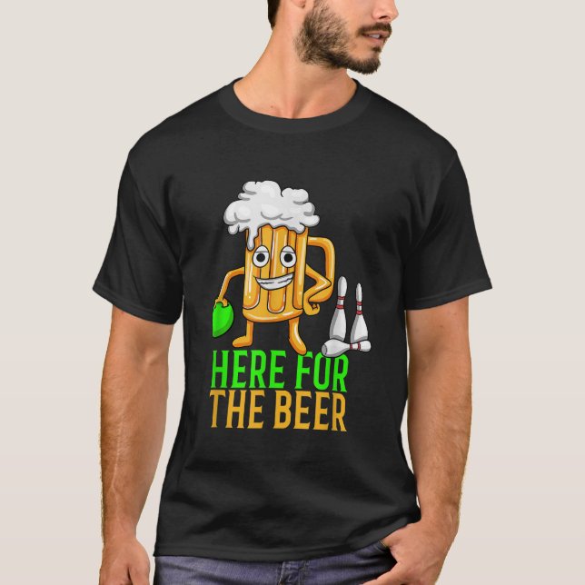 T-shirt Chemise De Bowling Ici Pour La Bière Boire La Nouv (Devant)