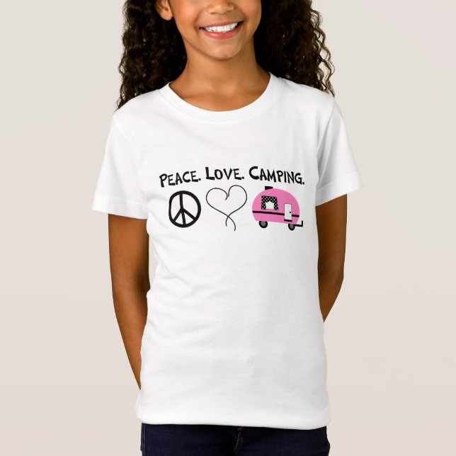 T-Shirt Chemise de camping d'amour de paix pour des filles (Devant)