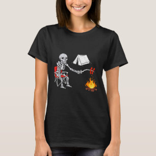 T-shirt Chemise de camping squelette Feu de camp Randonnée