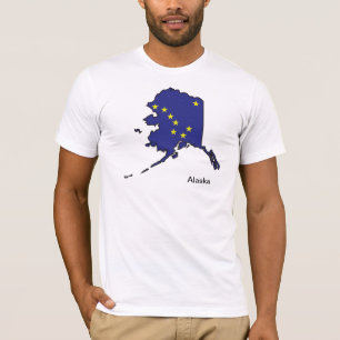 T-shirt Chemise de carte de drapeau de l'Alaska