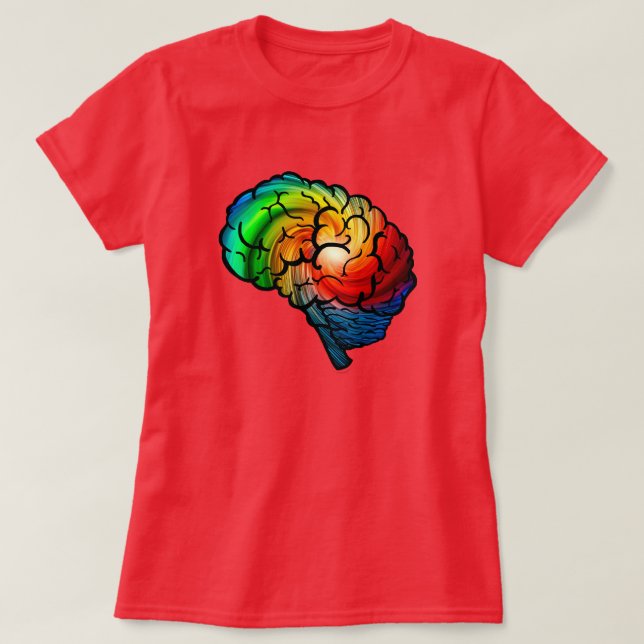 T-shirt Chemise de cerveau d'arc-en-ciel de fierté de (Design devant)