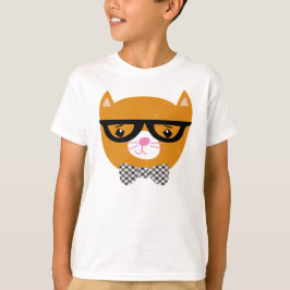T-shirt Chemise de chat de hippie avec les verres et la