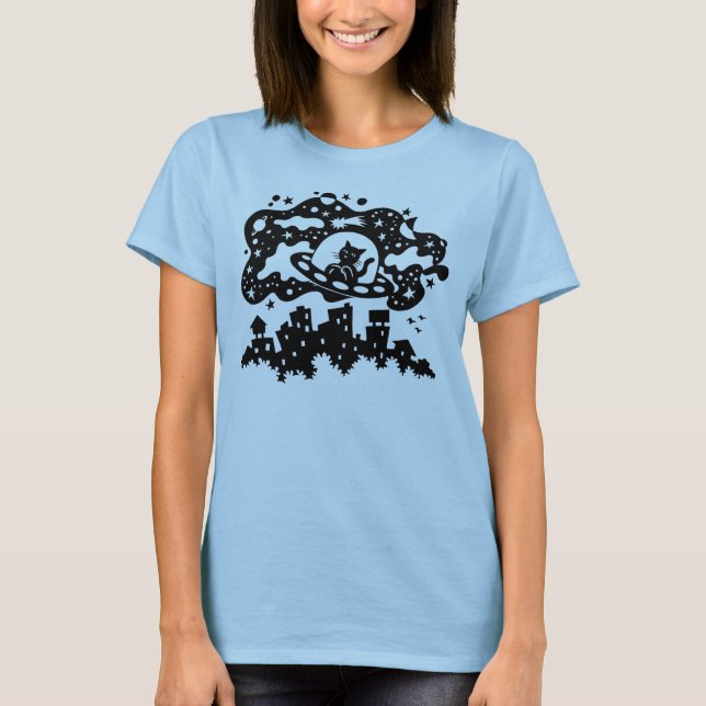 T-shirt Chemise de chat de l'espace (Devant)