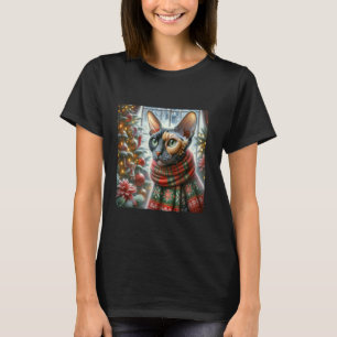 T-shirt Chemise de chat de Noël avec Cornish Rex festif Xm