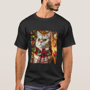 T-shirt Chemise de chat de Noël confortable Tee Domestic S