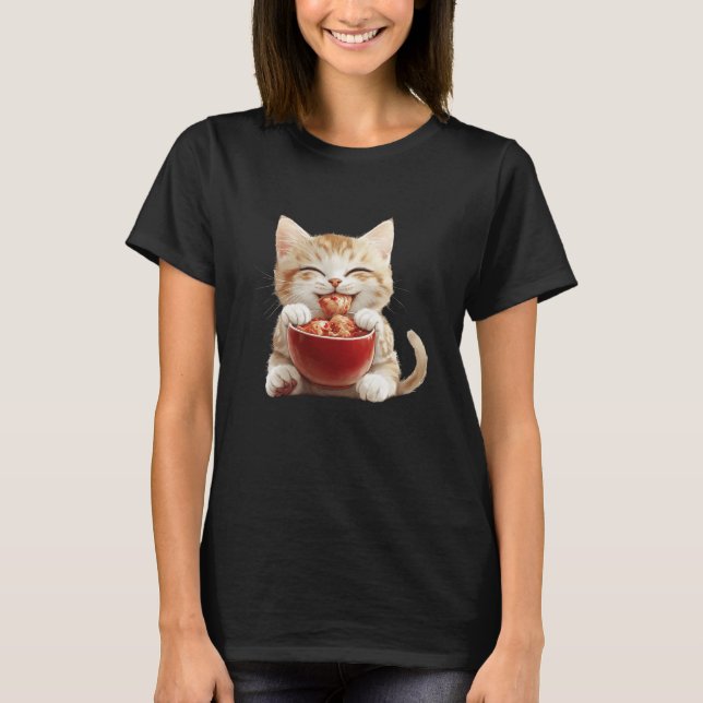 T-shirt Chemise de chat Kimchi, Chemise de chat de nourrit (Devant)