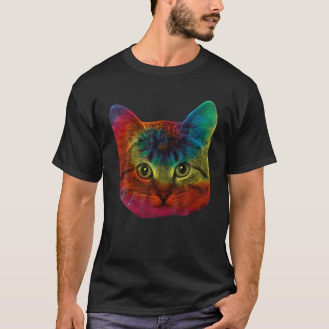T-shirt Chemise de chat Teint Teint T Chemise de chat Colo (Devant)