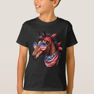 T-shirt Chemise de cheval du 4 juillet femmes filles cheva