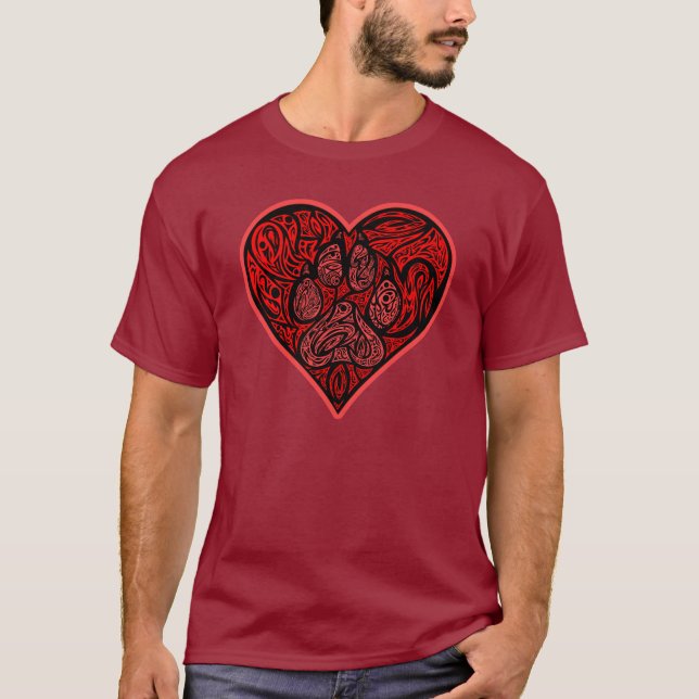 T-shirt Chemise de coeur de Pawprint (Devant)