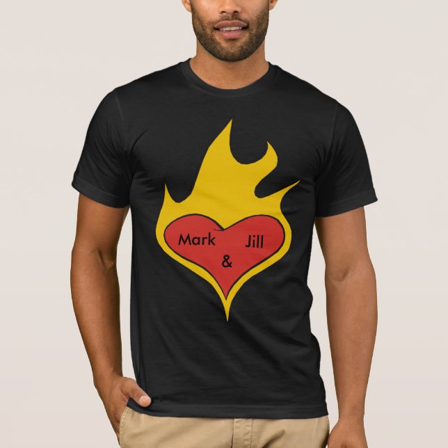 T-shirt Chemise de coeur incendie personnalisée (Devant)