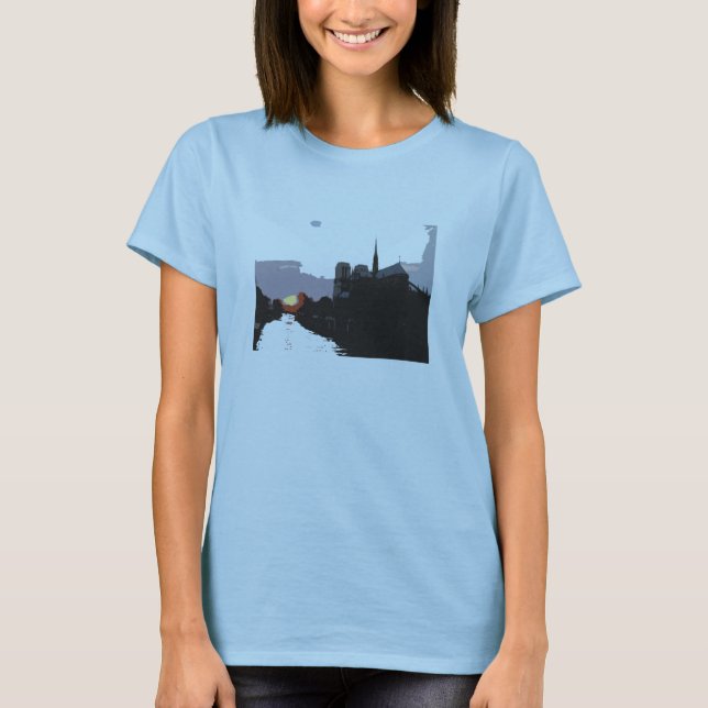 T-shirt Chemise de coucher du soleil de Notre Dame (Devant)