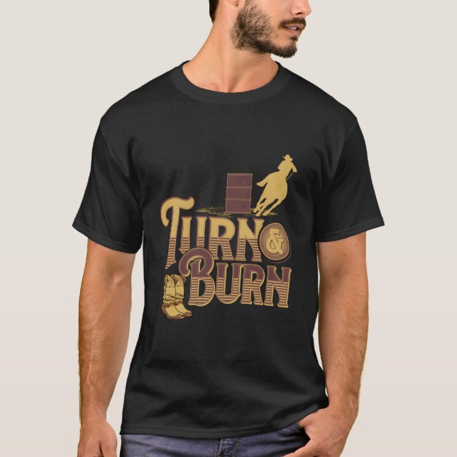 T-shirt Chemise De Course De Baril Tourner N Brûler Rodéo  (Devant)
