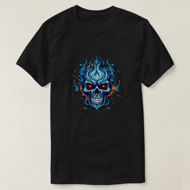 T-shirt Chemise de crâne Flamy Fury - Graphi de crâne de f (Design devant)