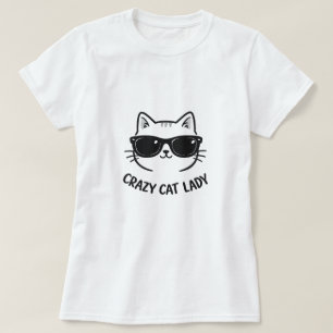 T-shirt Chemise de Dame aux Chats Fous avec Lunettes de So