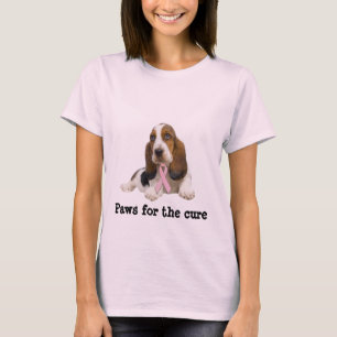 T-shirt Chemise de dames de cancer du sein de Basset Hound