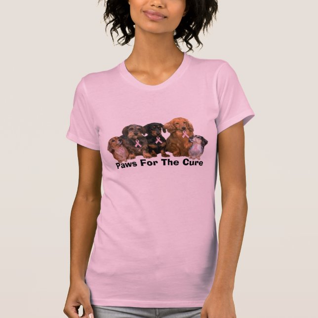 T-shirt Chemise de dames de cancer du sein de teckel (Devant)