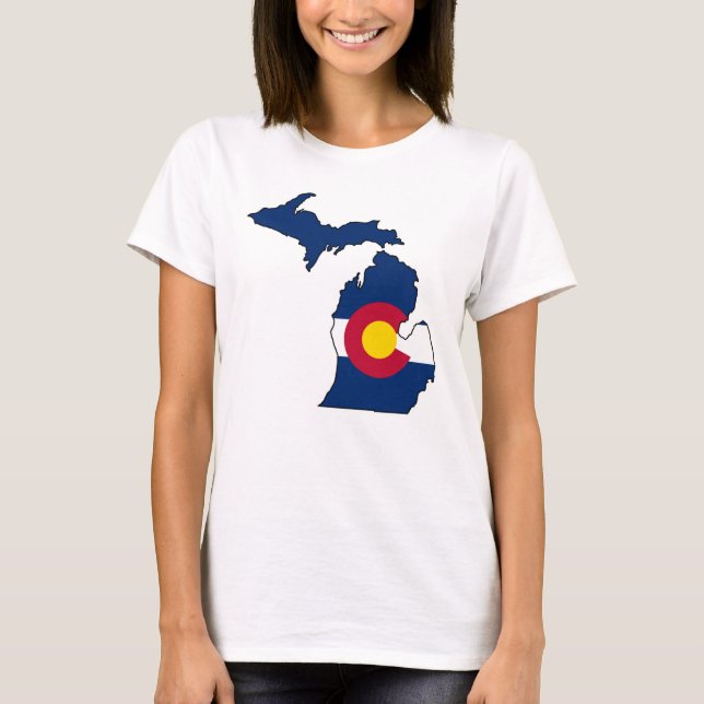 T-shirt Chemise de dames d'ensemble du Michigan de drapeau (Devant)