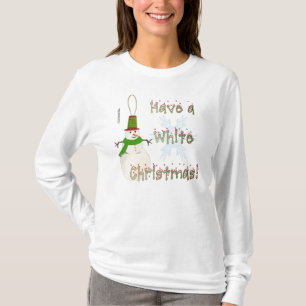 T-shirt Chemise de douille de dames de Noël blanc longue