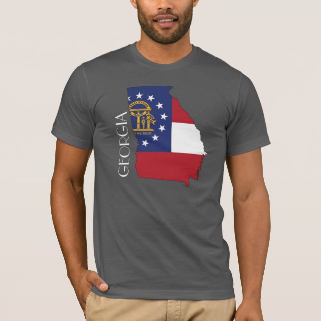 T-shirt Chemise de Drapeau-Carte de la Géorgie (état) (Devant)