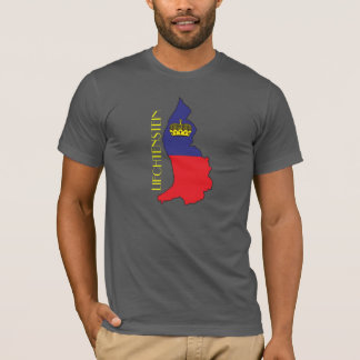 T-shirt Chemise de Drapeau-Carte de la Liechtenstein