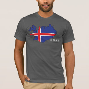 T-shirt Chemise de Drapeau-Carte de l'Islande