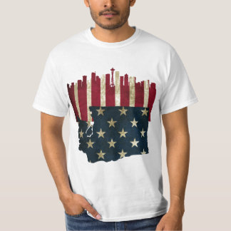 T-shirt Chemise de drapeau d'horizon de Seattle,