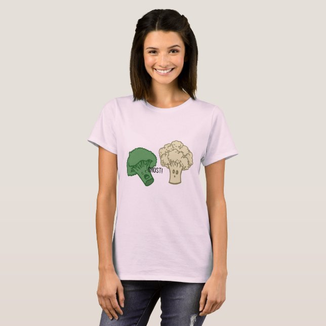 T-shirt Chemise de fantôme de brocoli et de chou-fleur (Devant entier)