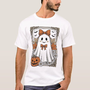 T-shirt Chemise de fantôme Halloween mignonne gravure vint